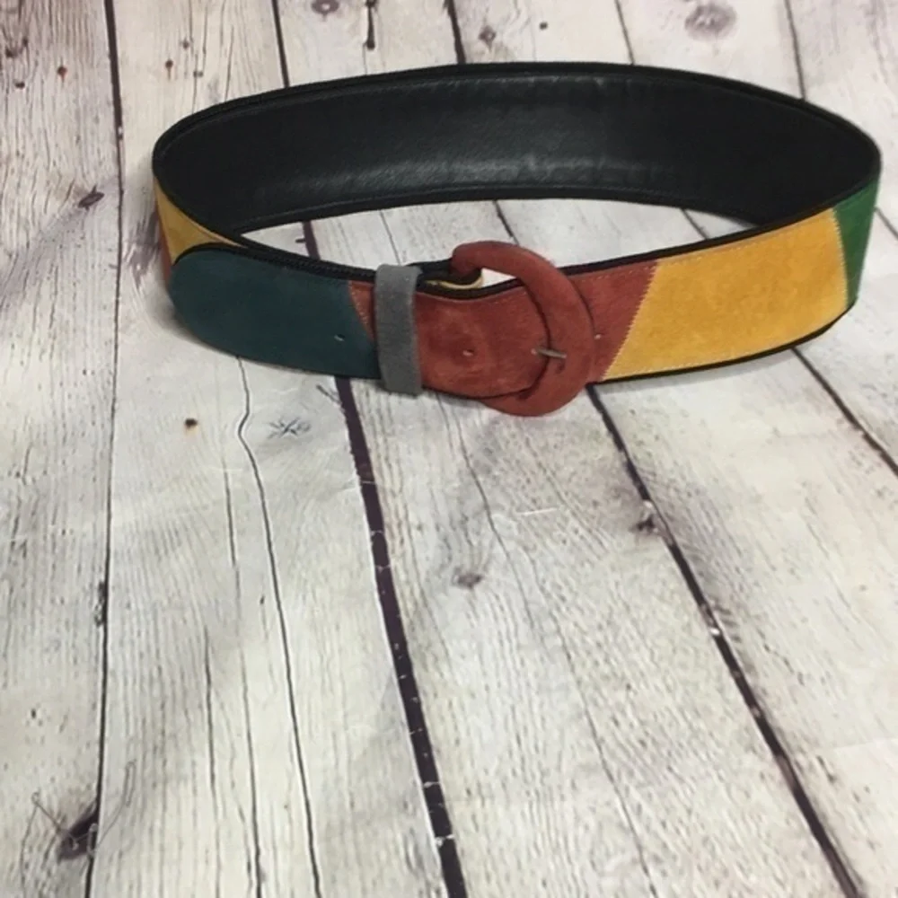 ALDEN HOWARD Vintage mod multi colorblock suede belt